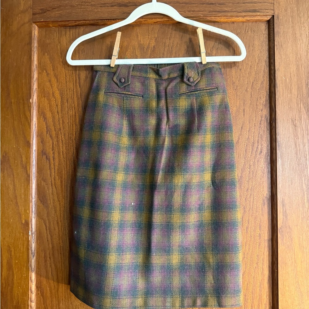 Vintage Plaid Wool Skirt